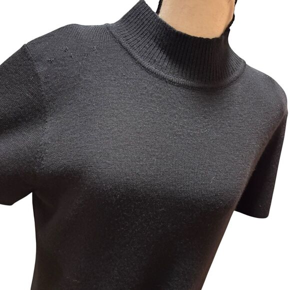 Talbot’s 100% Merino Wool Black Dress Mock Neck Half-Sleeve Knee-Legth Large - Picture 9 of 10